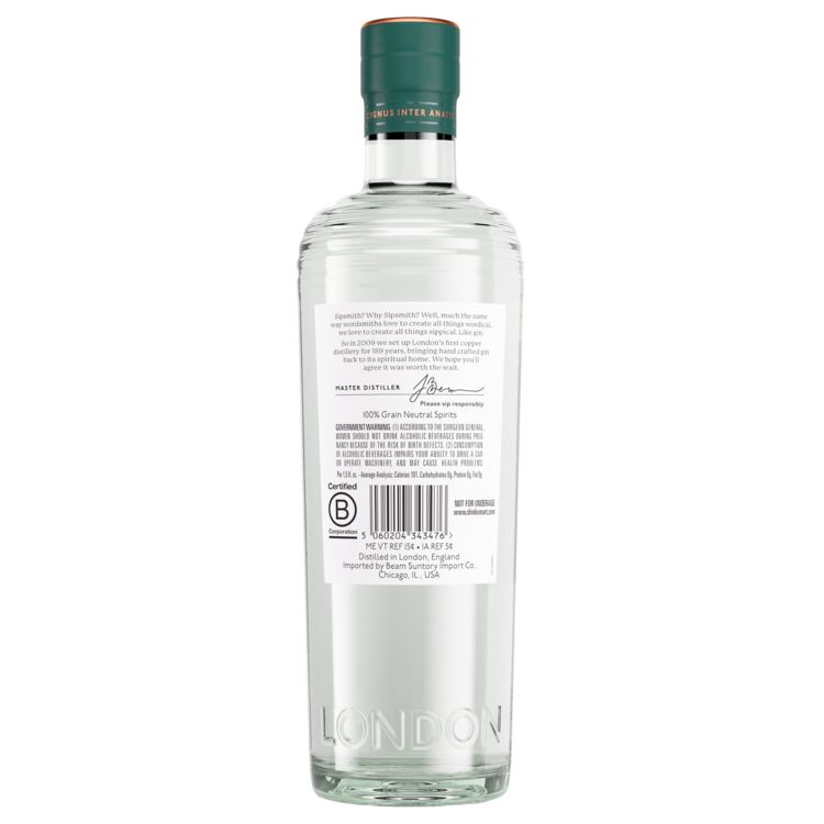 Sipsmith London Dry Gin 83.2 - 750ML - Back