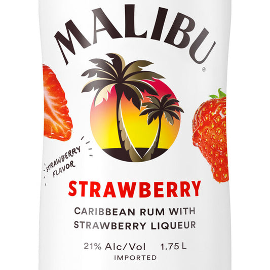 Malibu Strawberry Flavored Rum 42 - 1.75L - Front Label