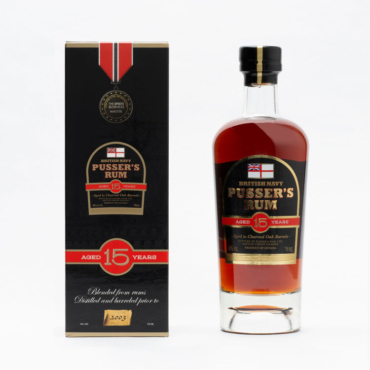 Pusser's Navy Rum British Navy 15 Yr 80 W/ Gift Box - 750ML - Front