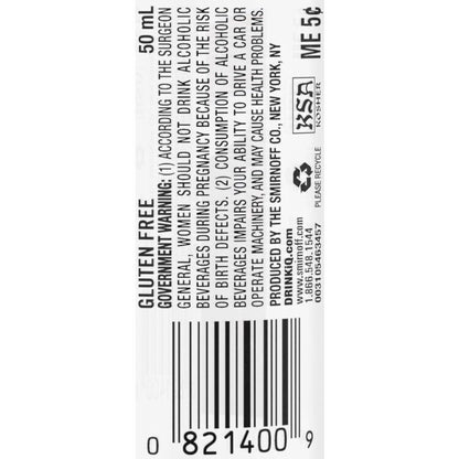 Smirnoff Vodka Cherry Flavored 60 - 50ML - Back Label