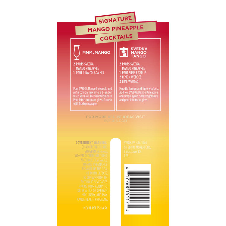Svedka Mango Pineapple Flavored Vodka 70 - 1.75L