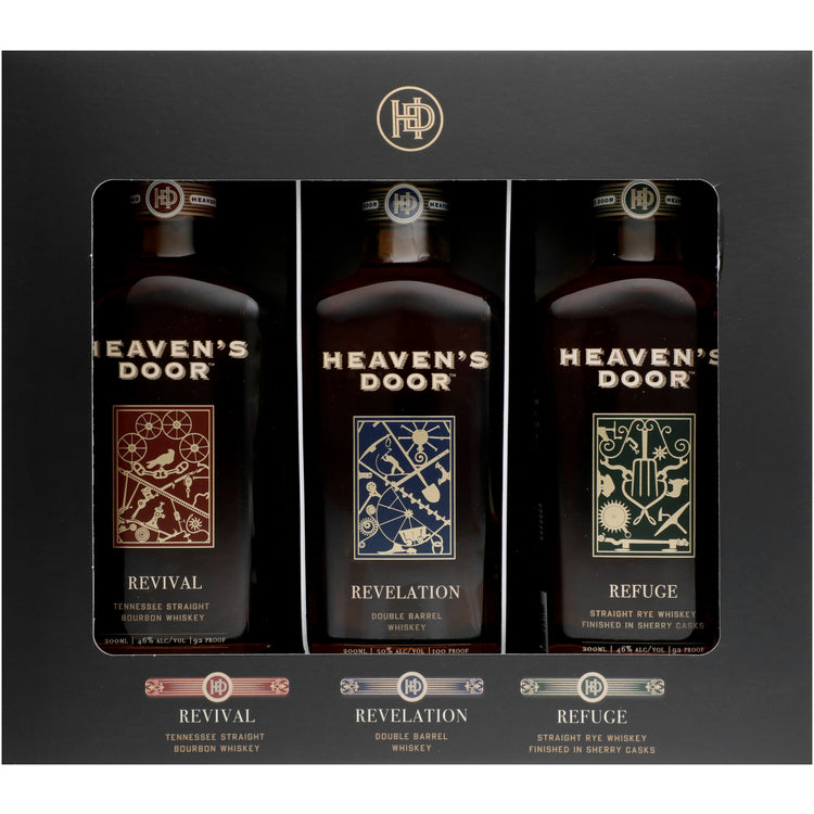 Heaven's Door Trilogy Collection Combo 1 Each Straight Bourbon 92, Dou - 200ML - Front Label