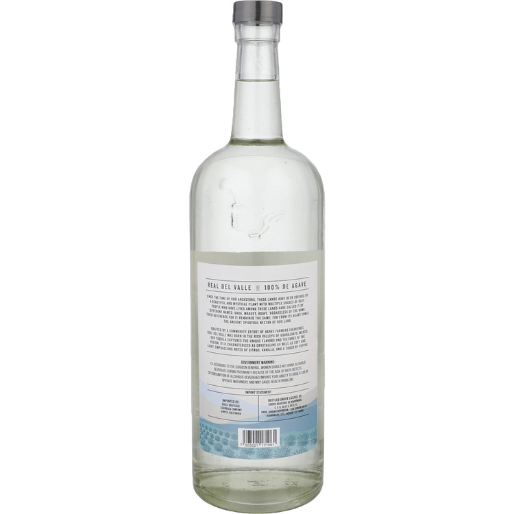 Real Del Valle Tequila Blanco 80 - 1.0L - Back