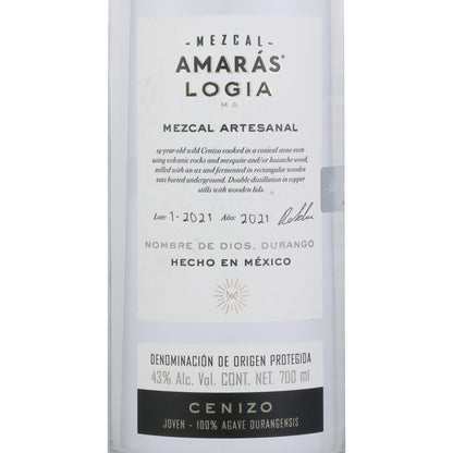 Amaras Mezcal Joven Logia Ma Artesanal A3 Cenizo 92 - 700ML