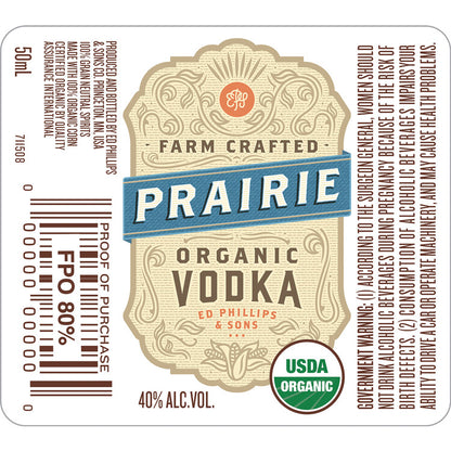Prairie Vodka 80 - 50ML - Front Label