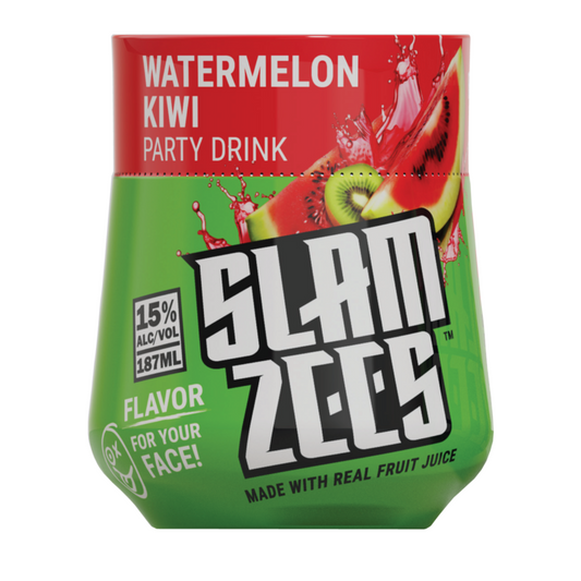 Slamzees Watermelon Kiwi Party Drink Wine Based Cocktail - 187ML - Front