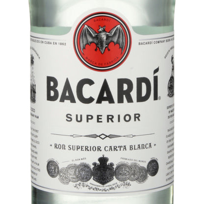 Bacardi Light Rum Superior 80 - 1.0L - Front Label