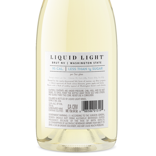 Liquid Light Sparkling Wine Brut Washington - 750ML - Back Label