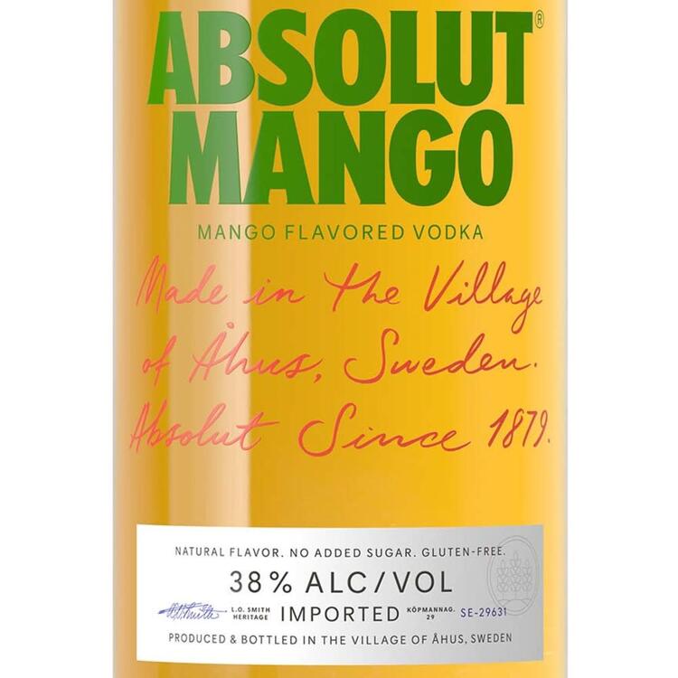 Absolut Mango Flavored Vodka 76 - 1.0L - Front Label