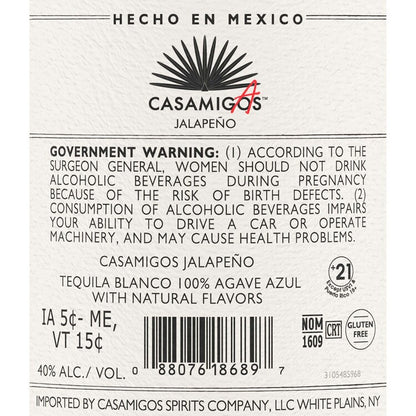 Casamigos Casamigas Tequila Blanco Jalapeno Flavored 80 - 1.0L - Back Label