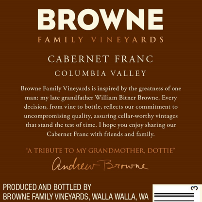 Browne Family Vineyards Cabernet Franc Premier Collection Columbia Val - 750ML