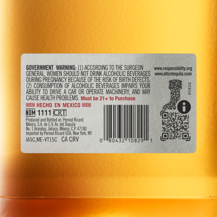 Olmeca Altos Tequila Reposado 80 - 1.75L - Back Label