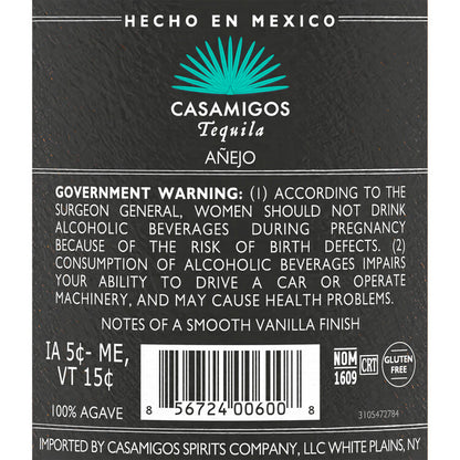 Casamigos Tequila Anejo 80 - 1.0L - Back Label