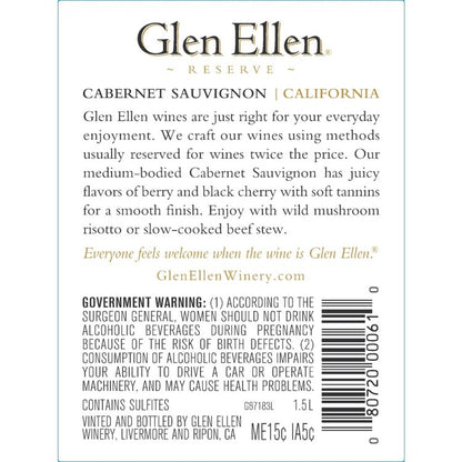 Glen Ellen Cabernet Sauvignon Reserve California - 1.5L - Back