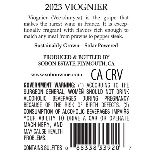 Sobon Estate Viognier Amador County 2024 - 750ML