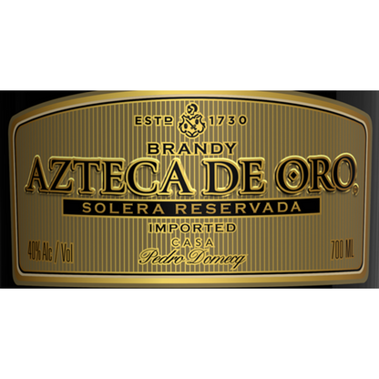 Azteca De Oro Brandy Solera Reservada 80 - 700ML - Front Label