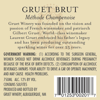 Gruet Brut American - 375ML - Back Label