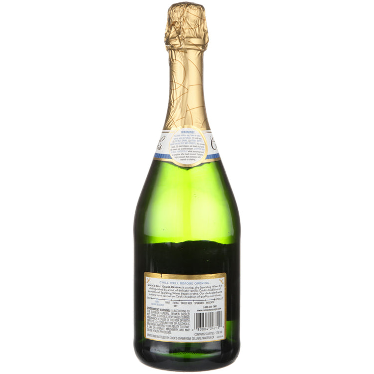 Cook's Brut Grand Reserve Champagne California - 750ML - Back