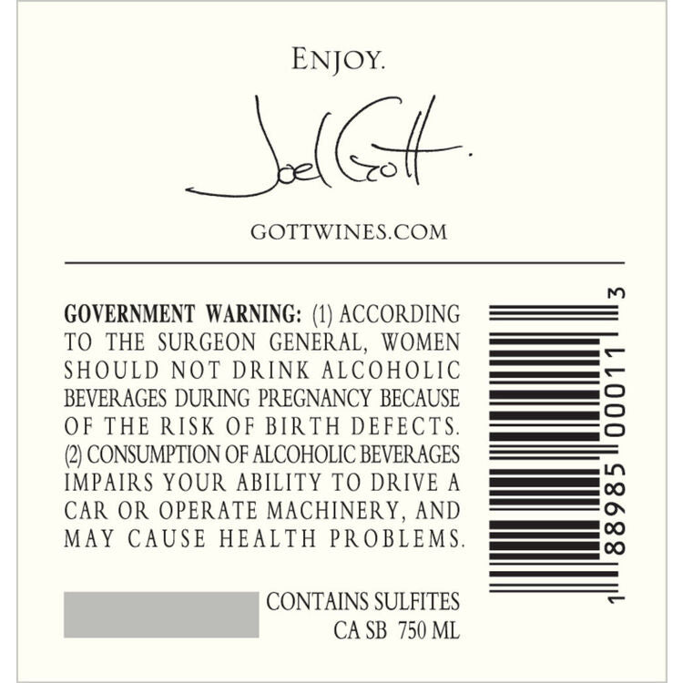 Joel Gott Sauvignon Blanc California 2023 - 750ML - Back Label