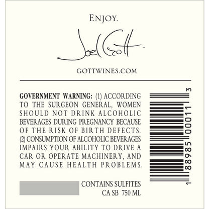 Joel Gott Sauvignon Blanc California 2023 - 750ML - Back Label