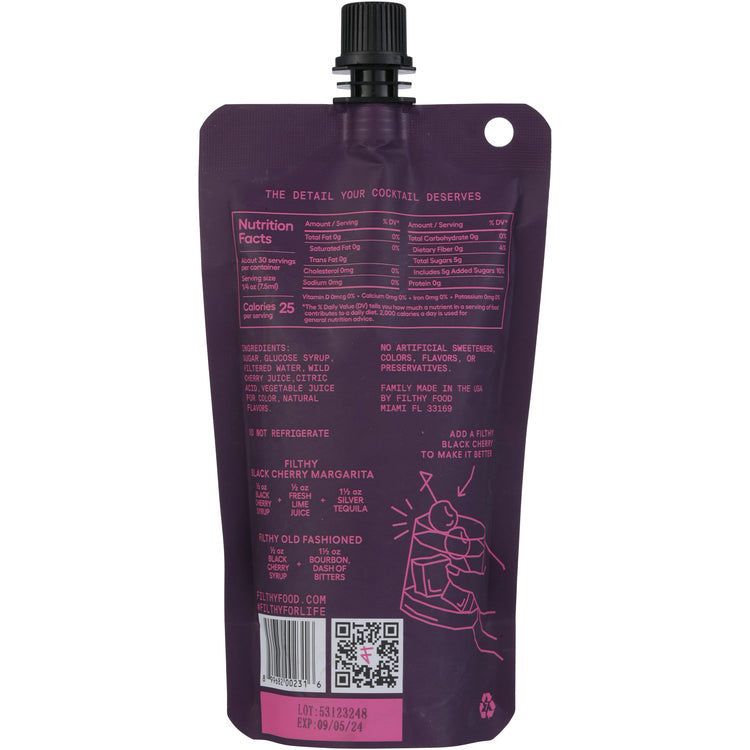 Filthy Black Cherry Syrup - 8 Z - Back