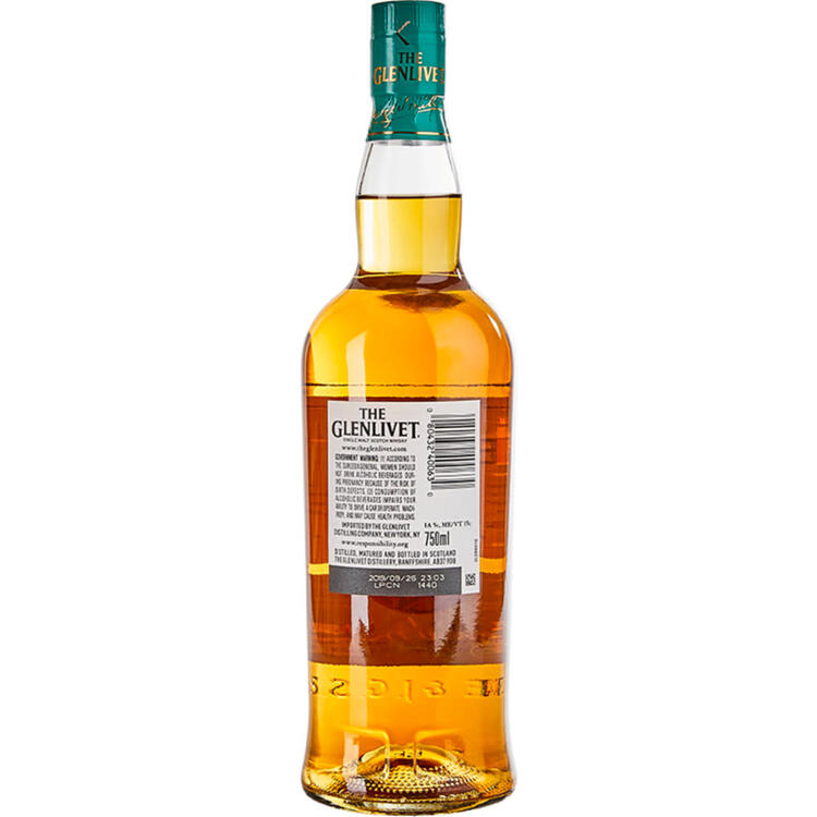 The Glenlivet Single Malt Scotch 12 Yr 80 With Carton - 750ML - Back