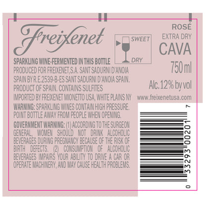 Freixenet Cava Dry Rose Cordon Rosado - 750ML - Back Label