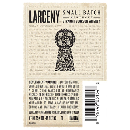 Larceny Bourbon Small Batch 92 - 1.0L - Back Label