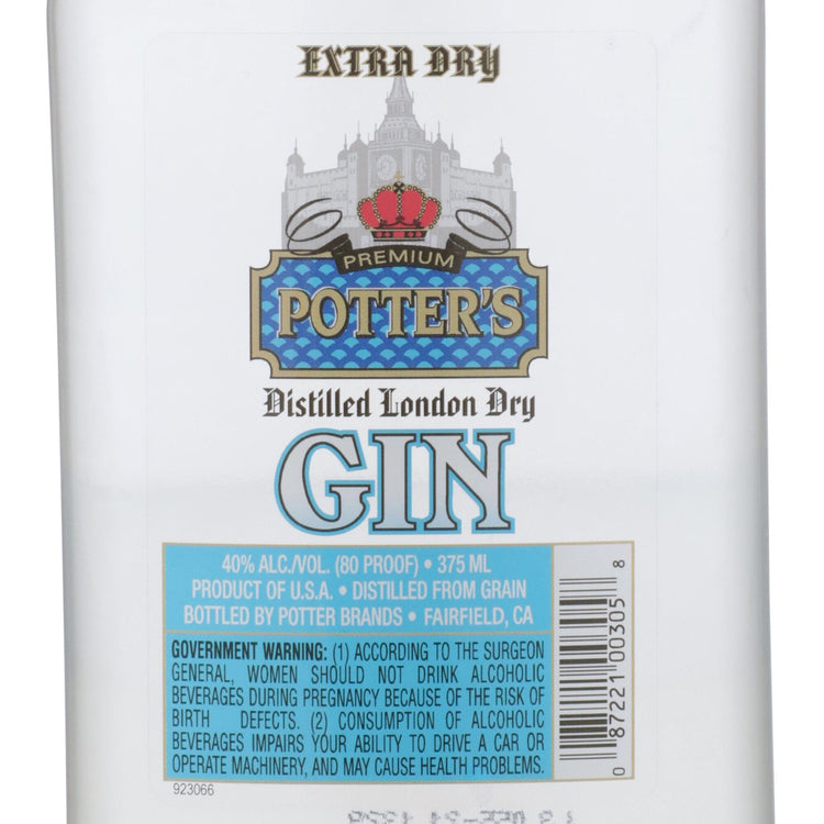 Potter's London Dry Gin 80 - 375ML - Front Label