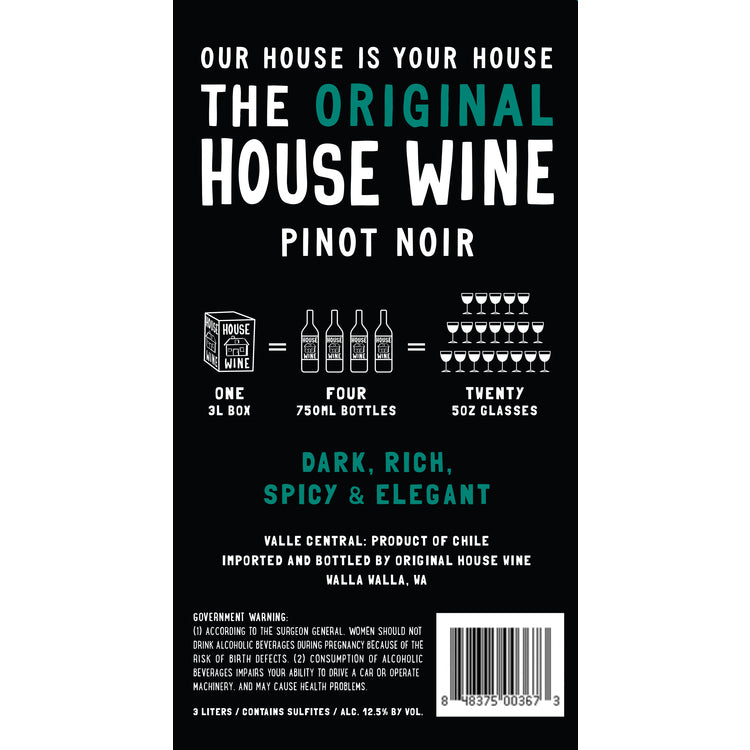 House Wine Pinot Noir Central Valley - 3.0L