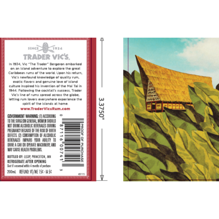 Trader Vic's Mai Tai 19.9 - 200ML - Back Label