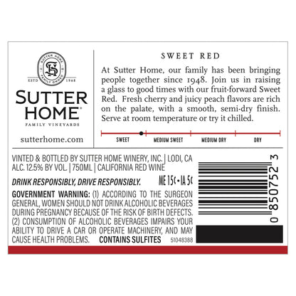 Sutter Home Sweet Red California - 750ML - Back Label