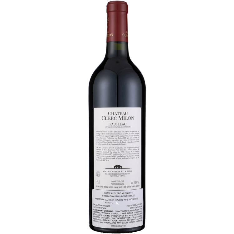Chateau Clerc Milon Pauillac 2016 Wood Box - 750ML - Back