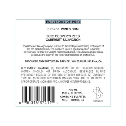 Brendel Wines Cabernet Sauvignon Cooper's Reed North Coast 2022 - 750ML - Back