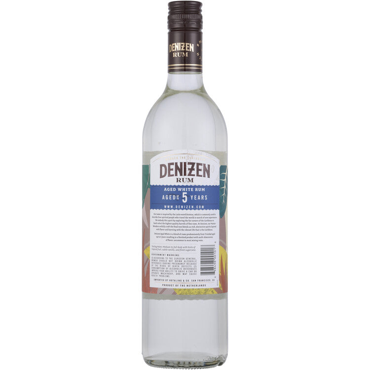 Denizen Small Batch Aged White Rum 3 Yr 80 - 750ML - Back