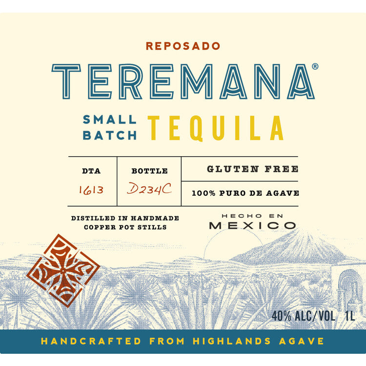 Teremana Tequila Reposado Small Batch 80 - 1.0L - Front Label