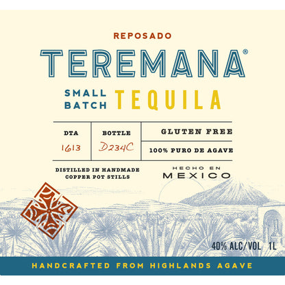 Teremana Tequila Reposado Small Batch 80 - 1.0L - Front Label