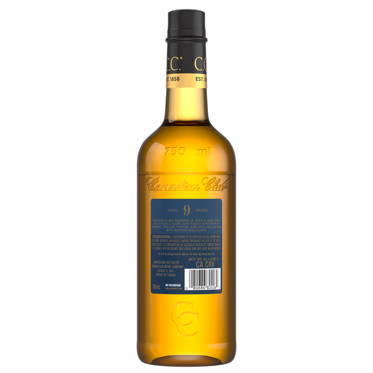 Canadian Club Canadian Whisky Reserve 9 Yr 80 - 750ML - Back