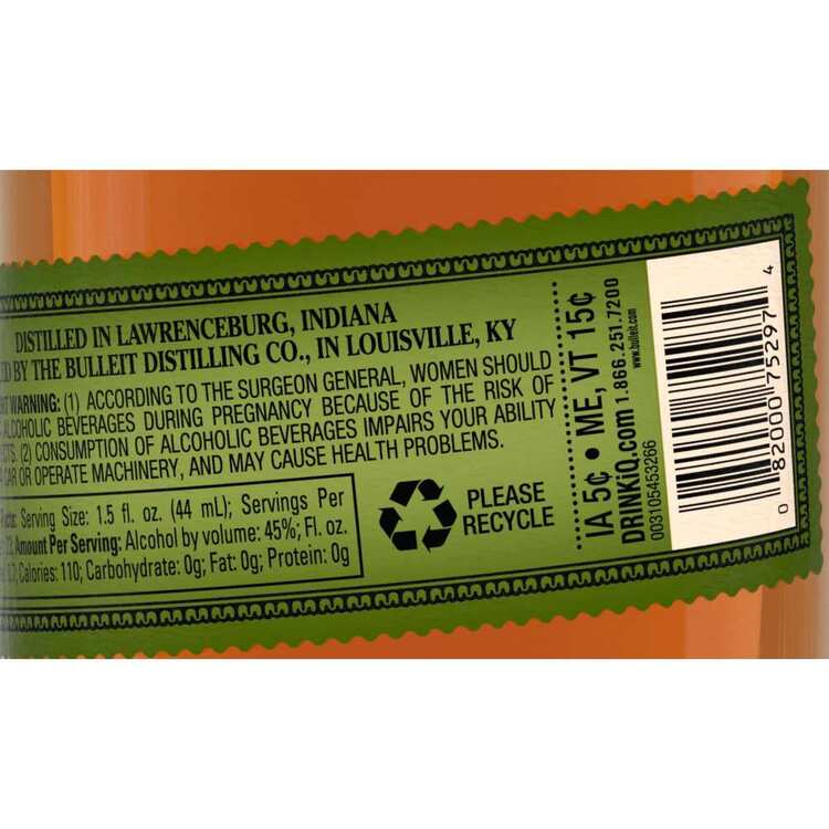 Bulleit Straight Rye Whiskey 95 Small Batch 90 - 1.0L - Back Label