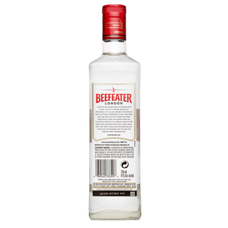 Beefeater London Dry Gin 80 - 750ML - Back