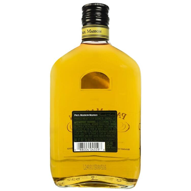Paul Masson Mango Flavored Brandy Grande Amber 54 - 375ML - Back