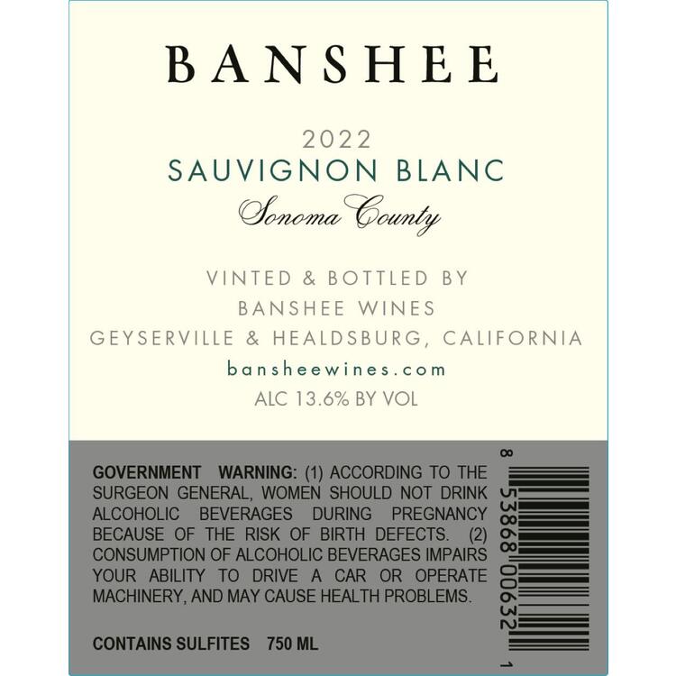 Banshee Sauvignon Blanc Sonoma County 2022 - 750ML
