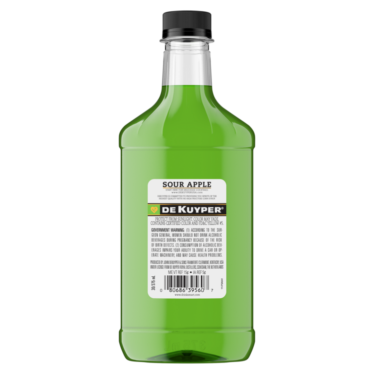 Dekuyper Sour Apple Schnapps Pucker 30 - 375ML - Back