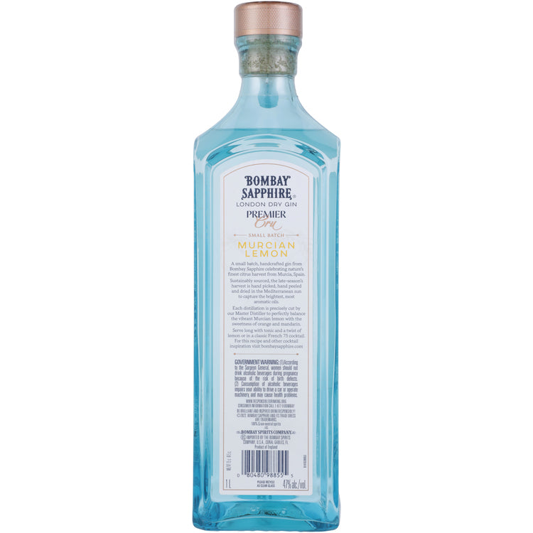 Bombay Gin Sapphire Premier Cru Murcian Lemon 94 - 1.0L - Back
