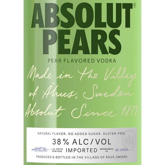 Absolut Pear Flavored Vodka Pears 76 - 750ML - Front Label
