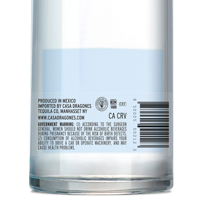 Casa Dragones Tequila Blanco 80 - 375ML - Back Label