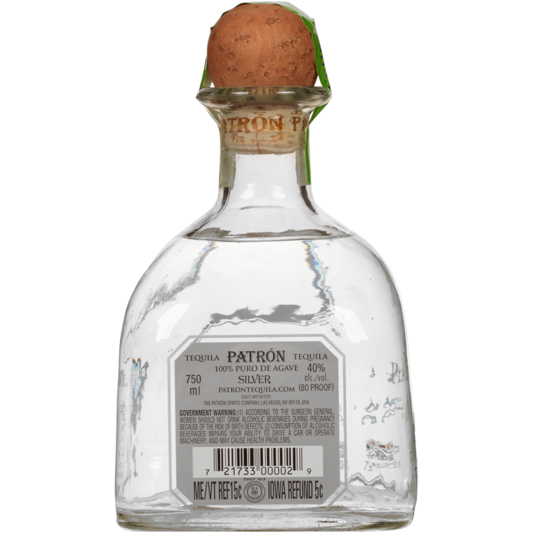 Patron Tequila Silver Bar 80 - 750ML - Back