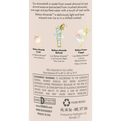 Baileys Almond Milk Liqueur Almande 26 - 750ML