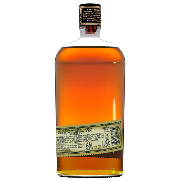 Bulleit Straight Rye Whiskey 95 Frontier Whiskey 10 Yr 90 - 750ML - Back