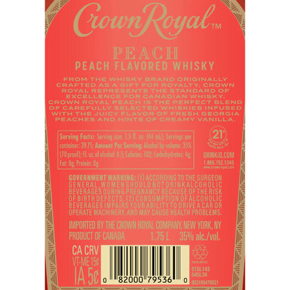 Crown Royal Peach Flavored Whiskey 70 - 1.75L - Back Label
